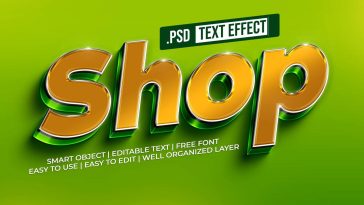 3D Style Gold Pop Shine Text Mockup Effect – Free PSD Download