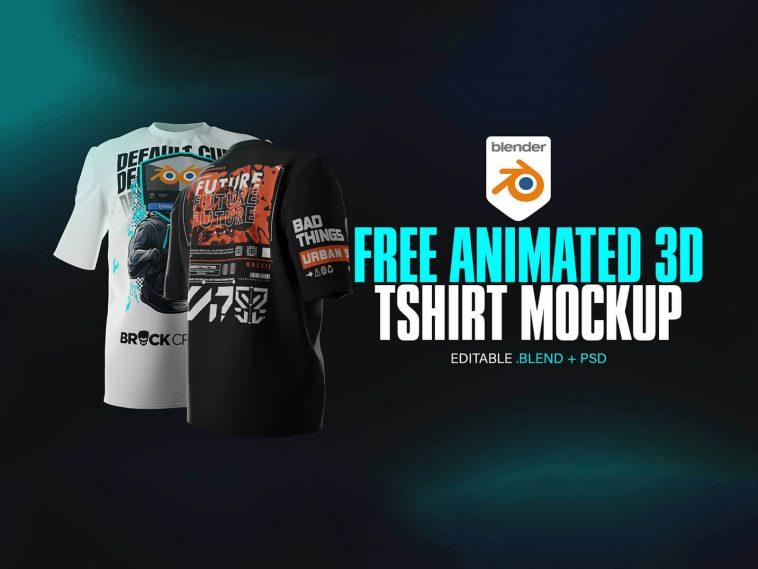 Free 3D Animated T-Shirt Blender Mockup PSD