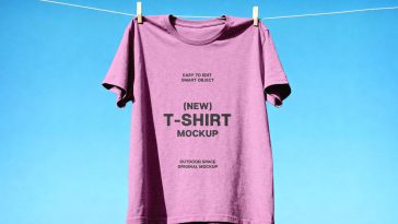 Free Clothesline Hanging T-Shirt Mockup PSD