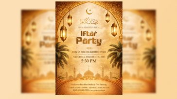 Free Iftar Party Photoshop Flyer PSD 2026 – Ramadan Event Invitation Template