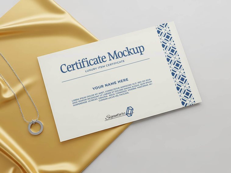 Free Luxury Certificate Mockup PSD