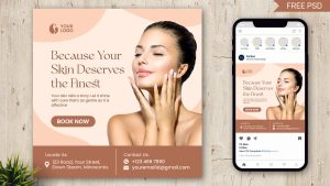 Free Skincare Instagram Post PSD Template for Beauty And Spa Promotion