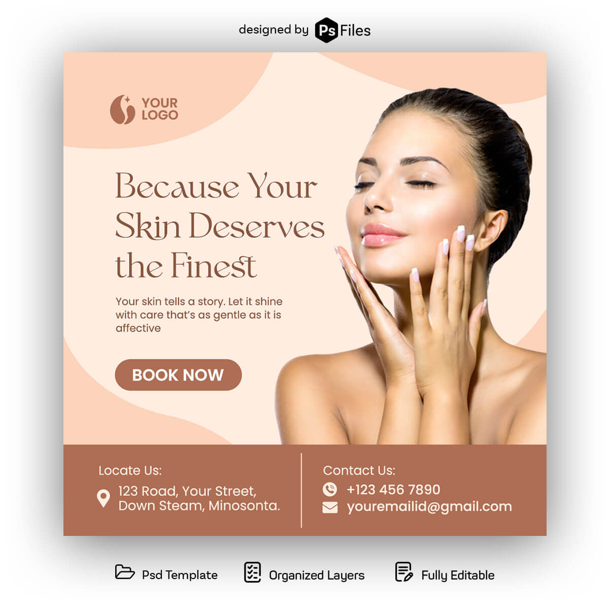 Free Skincare Instagram Post PSD Template for Beauty And Spa Promotion