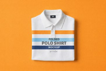 Free folded polo shirt mockup PSD template with realistic apparel branding