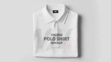 Free folded polo shirt mockup PSD template with realistic apparel branding presentation