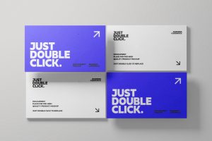 Free grid business card mockup PSD in top view layout for branding presentation
