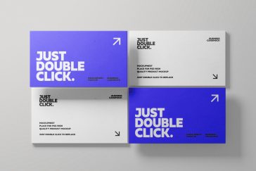 Free grid business card mockup PSD in top view layout for branding presentation
