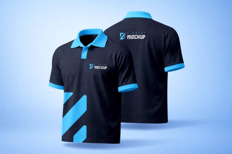 Free polo shirt mockup PSD front and back editable Photoshop apparel branding template