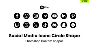 Social media icons circle shape Photoshop custom shapes free download CSH file pack