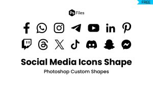 Social media icons Photoshop custom shapes free download CSH file pack
