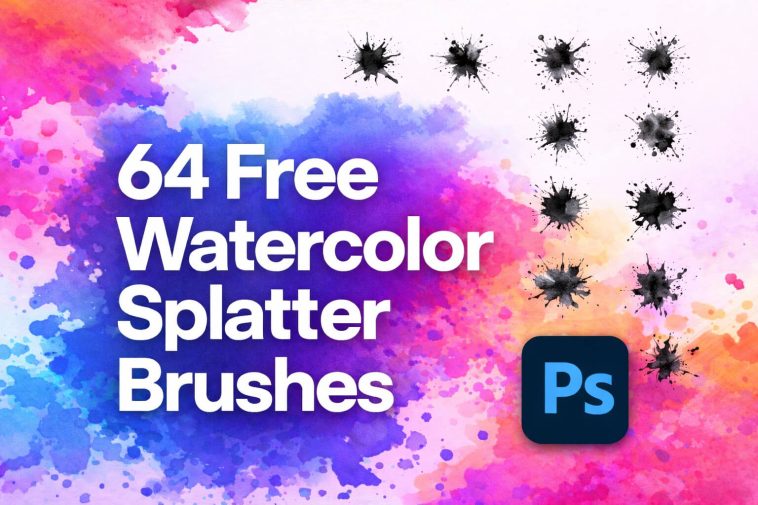 64 free watercolor splatter photoshop brushes download colorful paint splash brush pack for adobe photoshop