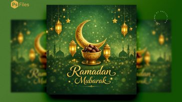 ramadan mubarak wishes social media post design with crescent moon lanterns and dates islamic ramadan greeting poster