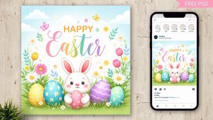Free Easter Wishes Social Media Post PSD Template