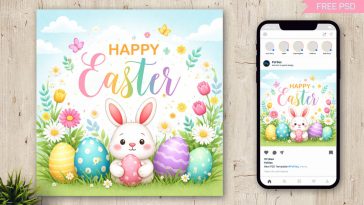 Free Easter Wishes Social Media Post PSD Template