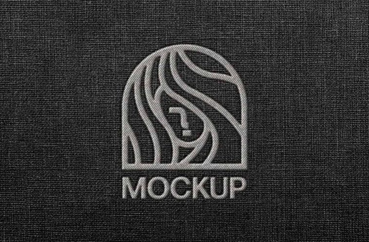 realistic embroidered logo mockup on fabric texture free embroidery logo mockup PSD for branding presentation