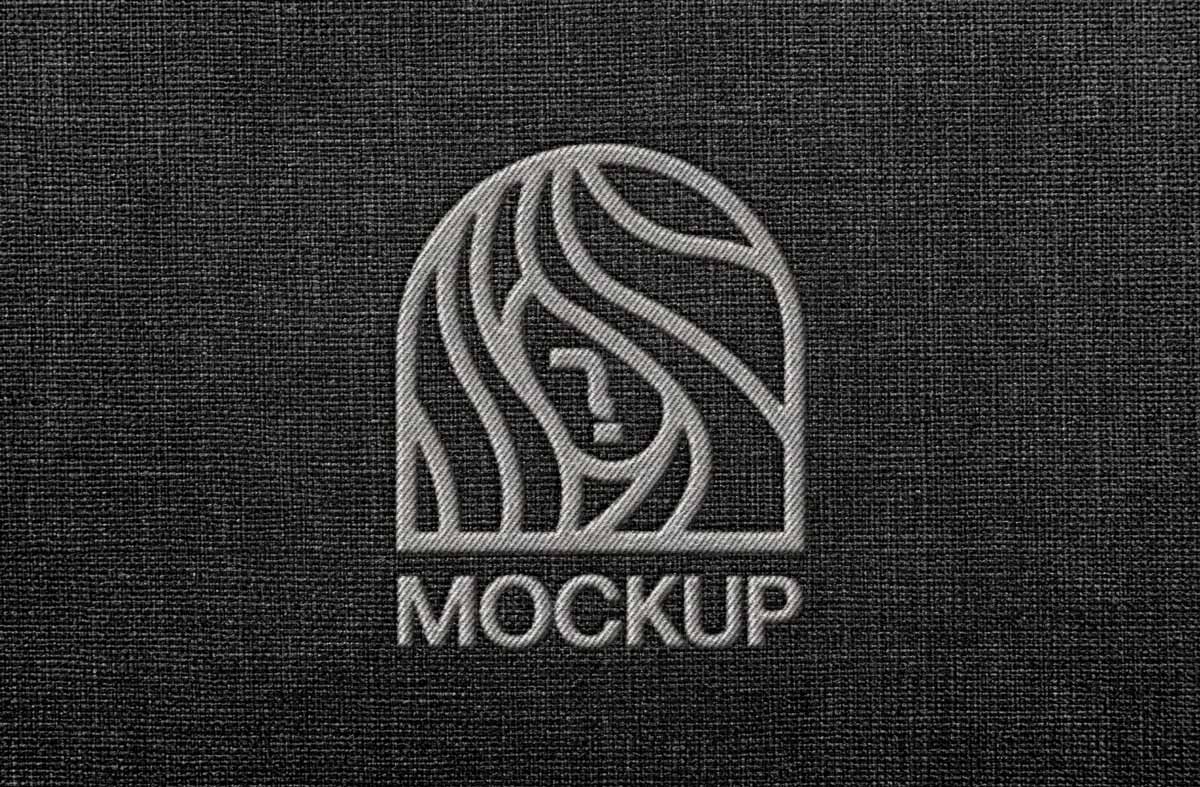 realistic embroidered logo mockup on fabric texture free embroidery logo mockup PSD for branding presentation