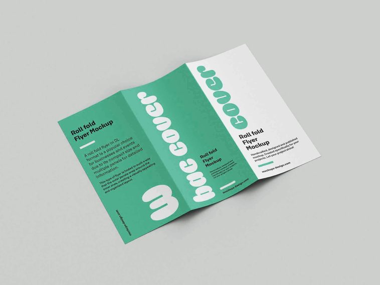 free trifold brochure mockup psd a4 three fold flyer mockup set multiple angle views roll fold brochure presentation template download