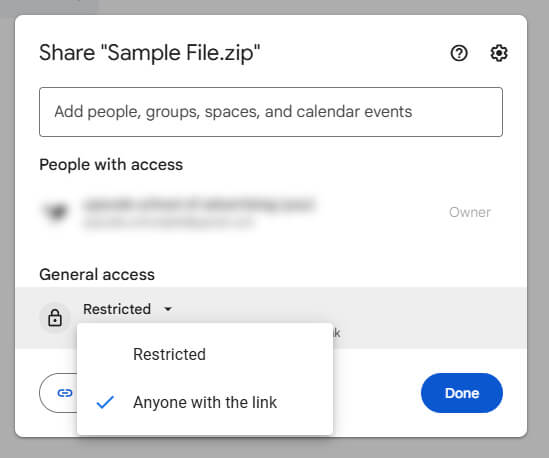 Google Drive how to change Access