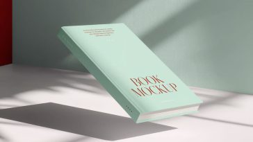 free levitating hardcover book mockup psd floating book cover mockup realistic shadow minimal background mrmockup download