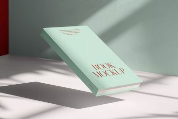 free levitating hardcover book mockup psd floating book cover mockup realistic shadow minimal background mrmockup download