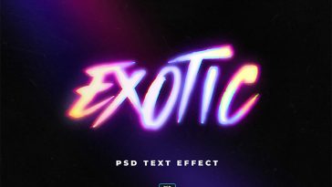 neon blurred glowing text effect PSD template for Photoshop colorful neon typography style