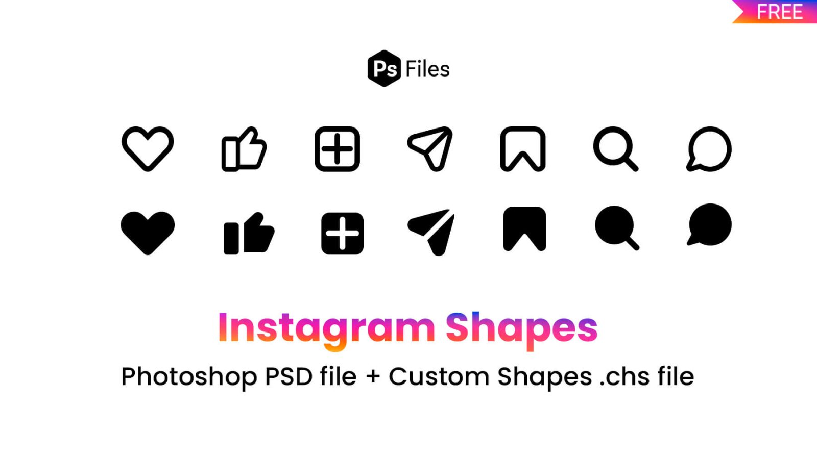 instagram like comment share save icons photoshop custom shapes pack
