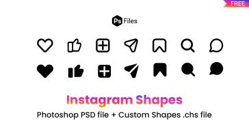 instagram like comment share save icons photoshop custom shapes pack