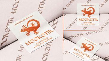 square paper sticker mockup psd set realistic packaging label logo branding presentation design