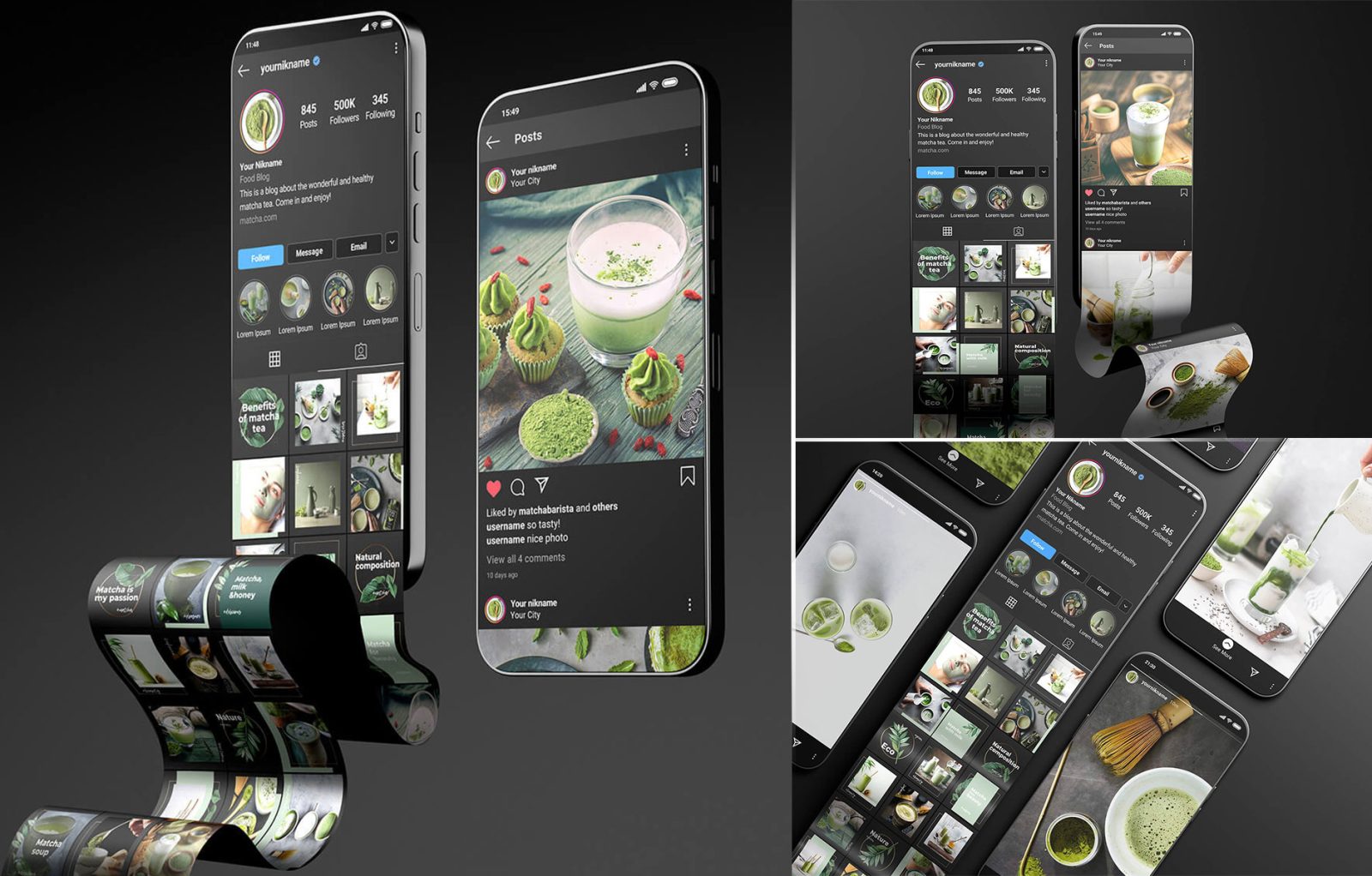 3 Premium Free Instagram Feed Mobile Scroll Mockup PSD Files