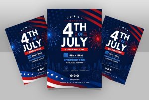 4th of july flyer psd template usa independence day celebration fireworks event poster design