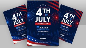 4th of july flyer psd template usa independence day celebration fireworks event poster design