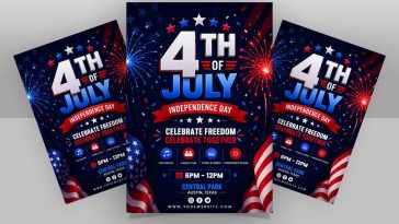 usa independence day flyer psd template 2026 4th of july celebration fireworks patriotic design