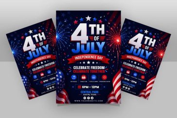 usa independence day flyer psd template 2026 4th of july celebration fireworks patriotic design