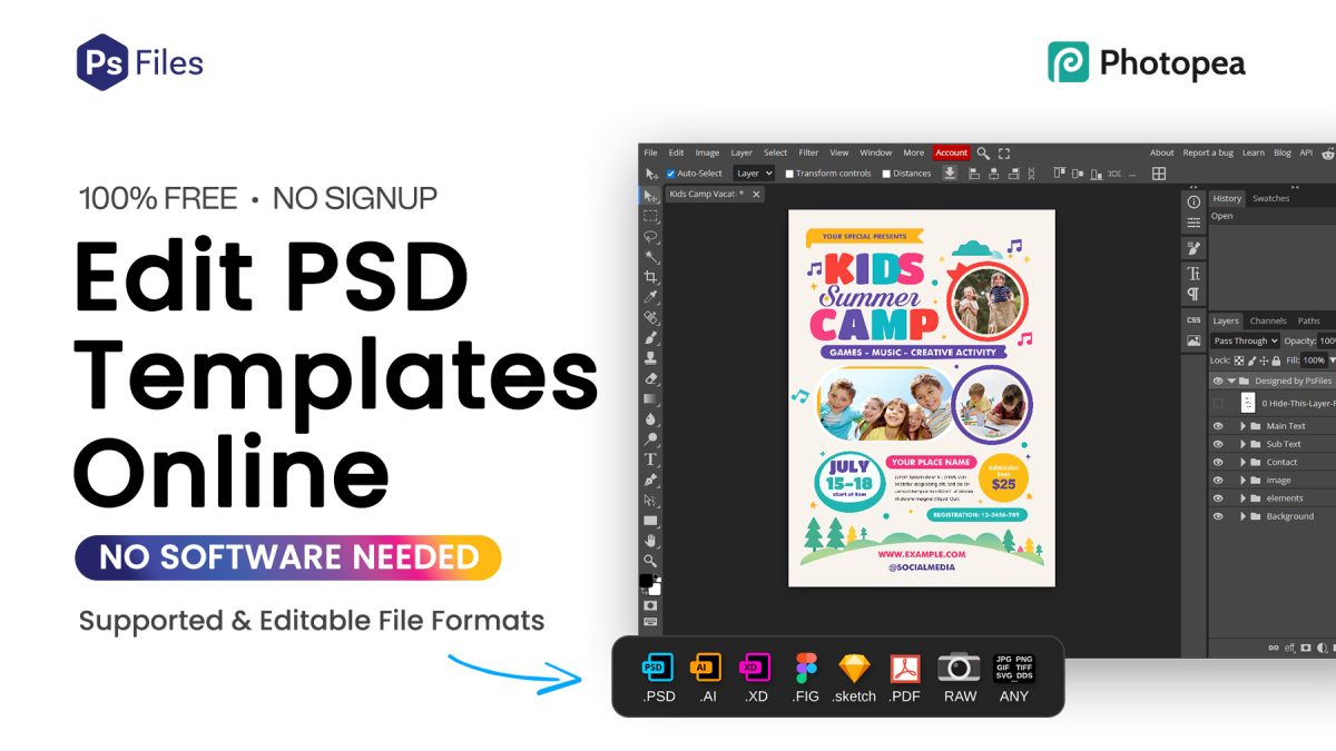 Edit Photoshop psd file editor online free