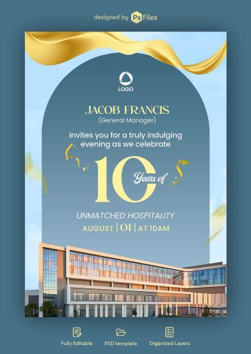 anniversary invitation card psd template elegant celebration invite design corporate event invitation free download photoshop template