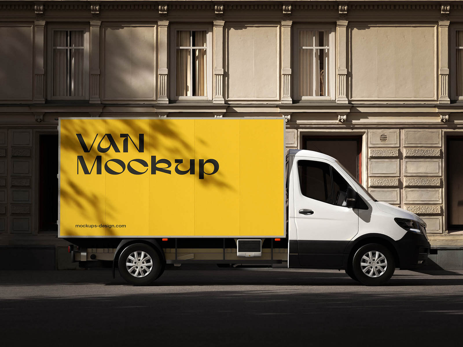 Free Cargo Delivery Van Mockup PSD Set