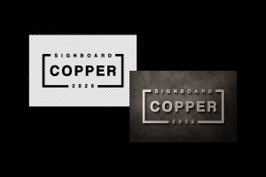 copper embossed logo mockup psd realistic signboard text effect metallic branding presentation template free download