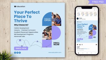 Free Education Admission Open Social Media Post Design Template PSD