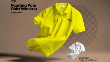 floating polo t shirt mockup psd editable apparel branding template realistic fabric detail usa