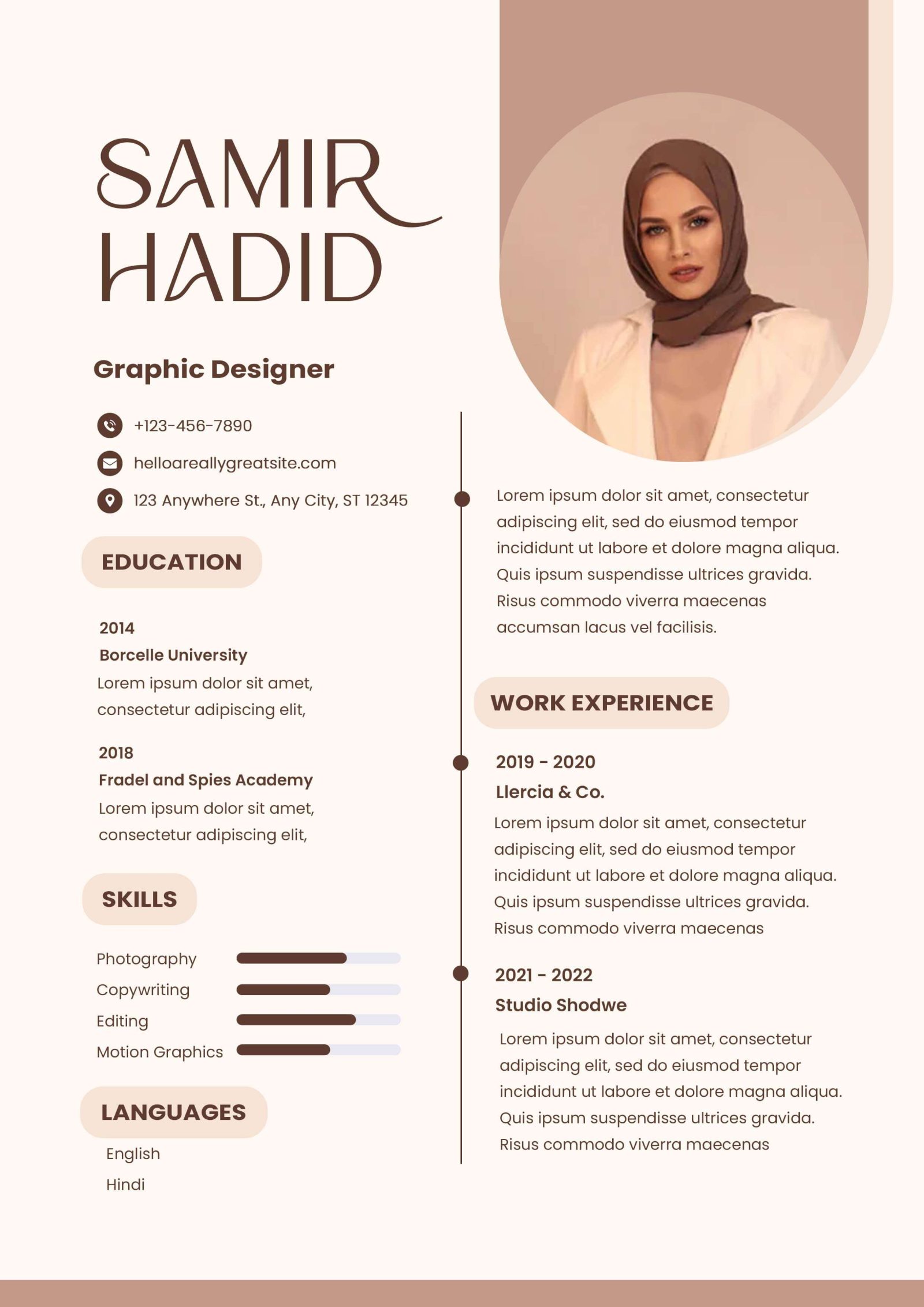 minimal graphic designer resume cv psd template clean modern professional editable resume layout with skills timeline design free download