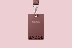 hanging badge mockup psd id card template realistic office employee badge design with strap clip