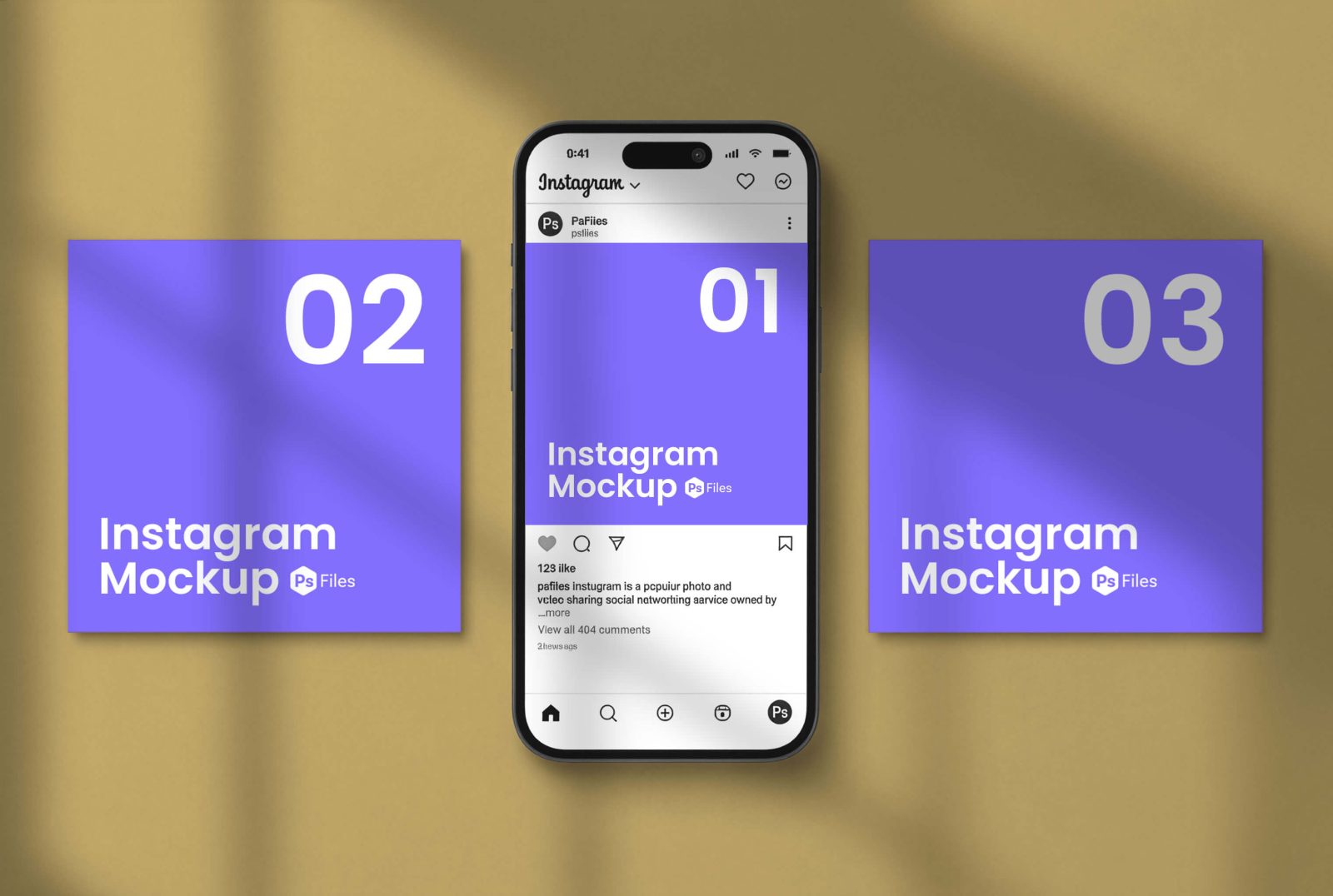 free instagram post mockup psd with shadow overlay realistic social media preview design