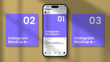 free instagram post mockup psd with shadow overlay realistic social media preview design