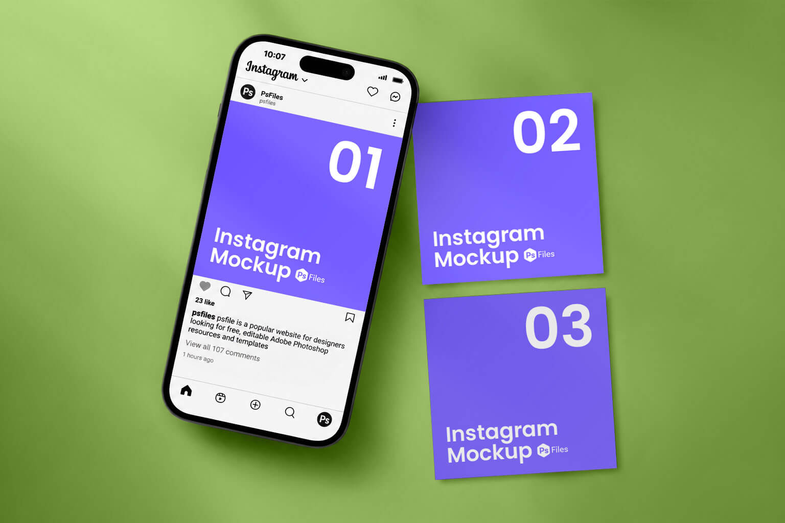 free instagram post mockup psd with realistic shadow overlay modern social media branding presentation template 2026
