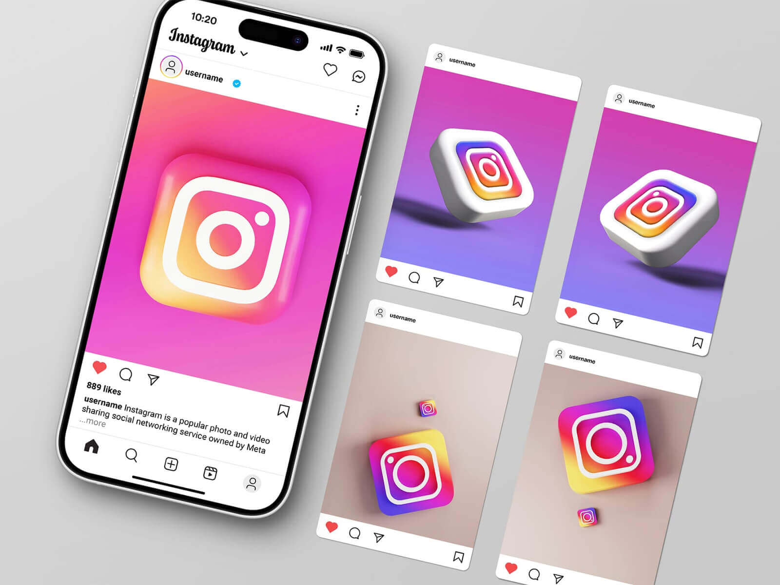 free instagram post mockup psd multiple instagram feed template mobile preview social media post design photoshop download