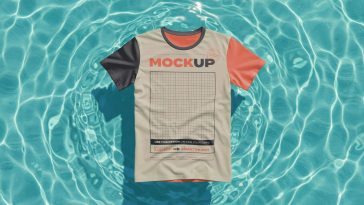t shirt mockup floating on water psd pool effect realistic apparel mockup free download