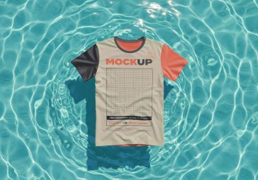 t shirt mockup floating on water psd pool effect realistic apparel mockup free download