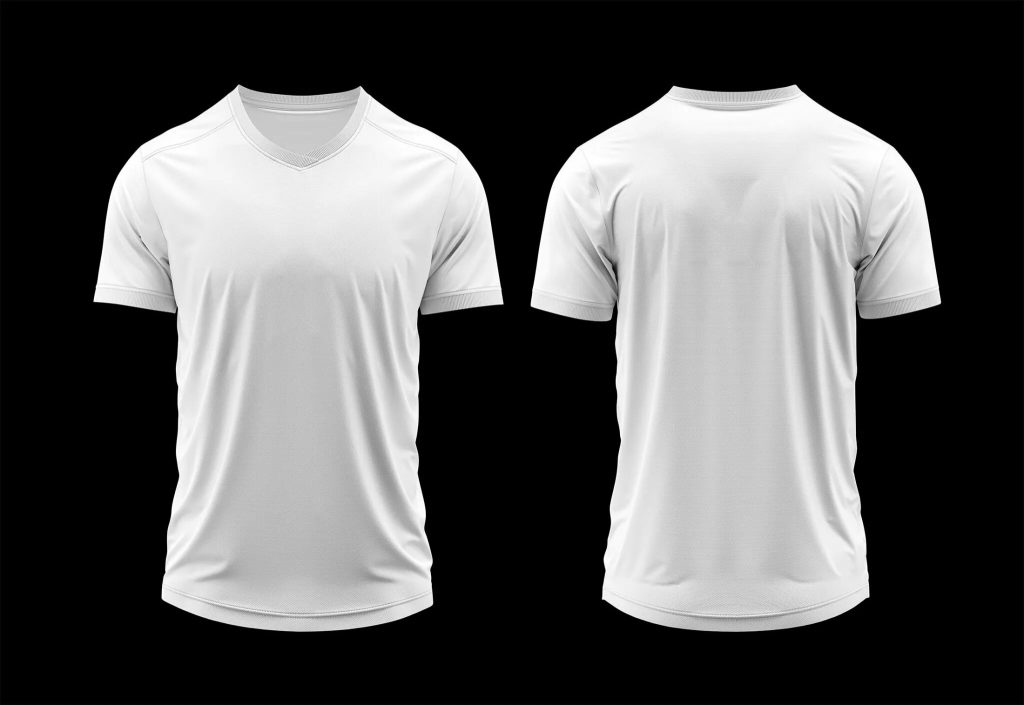 Plain white V Neck jersey mockup psd front and back view jersey design template sports t shirt mockup realistic uniform presentation