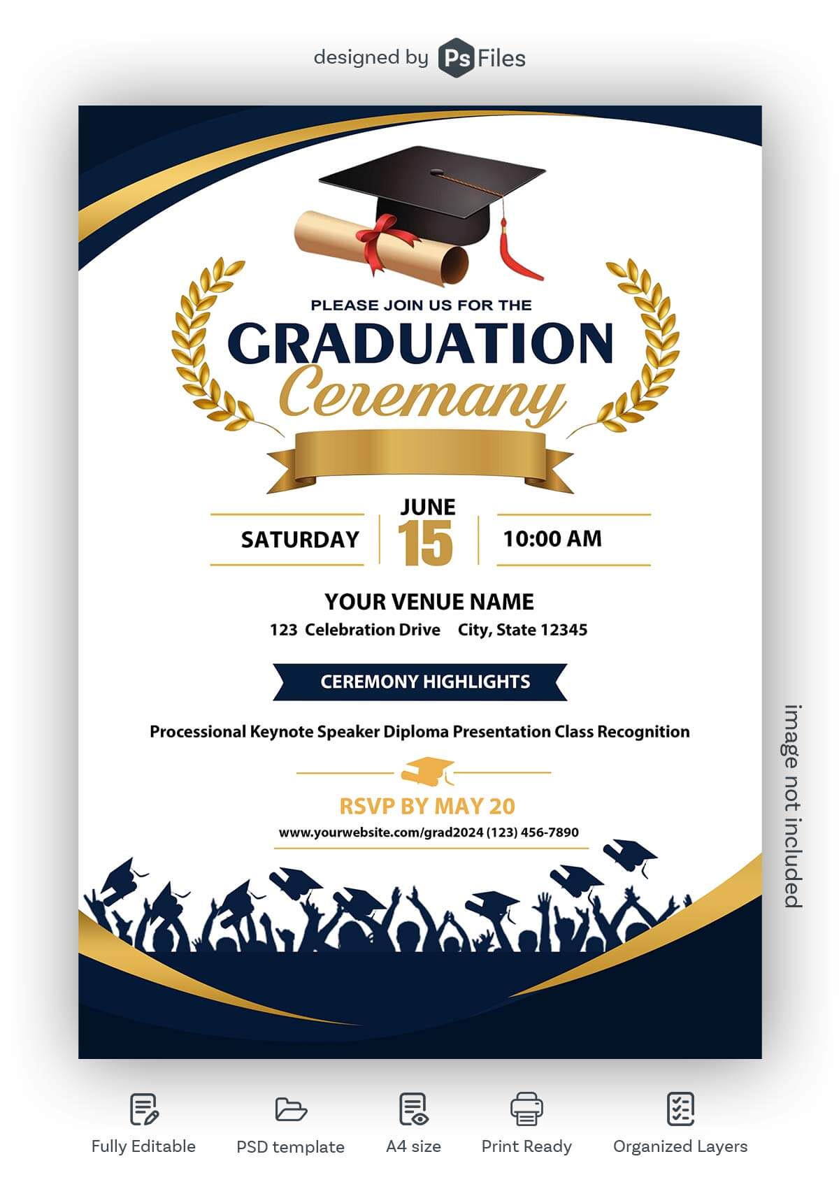 Graduation Ceremony Education Flyer Template Free PSD