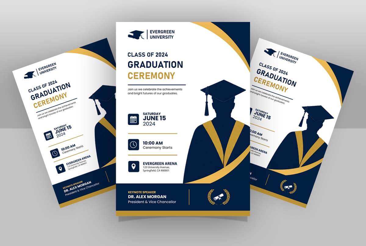Free Graduation Day Flyer Template PSD – Editable USA Graduation Ceremony Invitation
